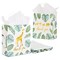 12 Pack Safari Thank You Bags with Tissue Paper, Wild One 1st Birthday Themed Decorations for Girls and Boys (8 x 9 x 4 In)